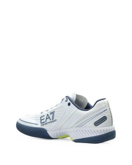 EA7 White Logo-Print Sneakers