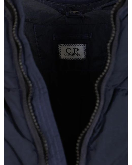 C P Company Blue Chrome-R Goggle Hooded Jacket for men