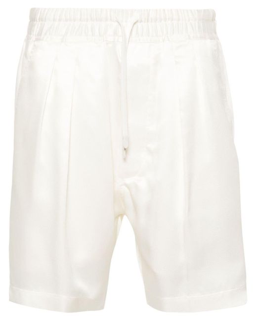 Tom Ford White Pleated Silk Shorts for men