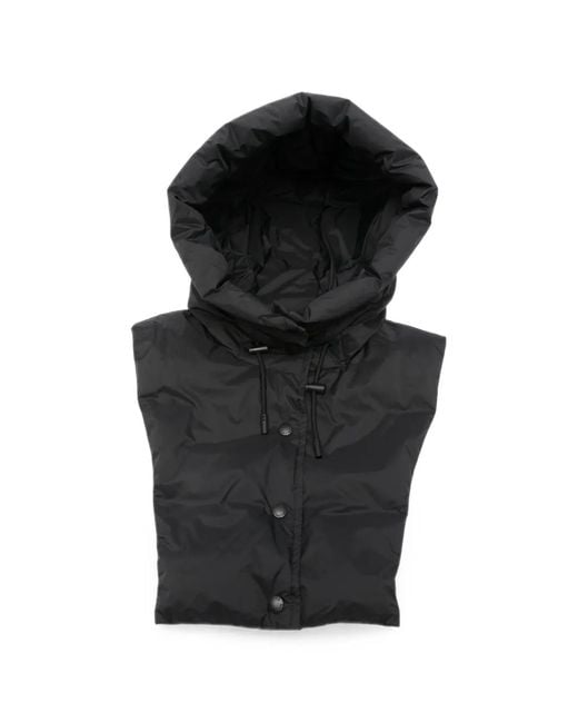 Yves Salomon Black Padded Drawstring Hood
