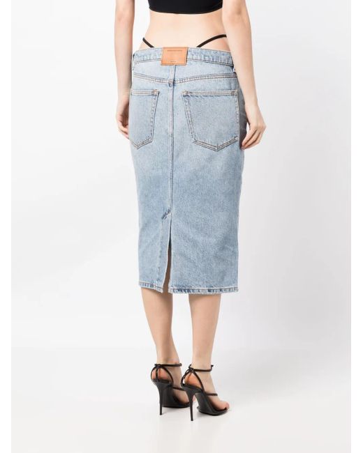 Alexander Wang Blue Thong-strap Denim Skirt - Women's - Cotton