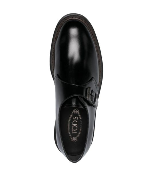 Tod's Black Leather 55mm Monk Shoes for men