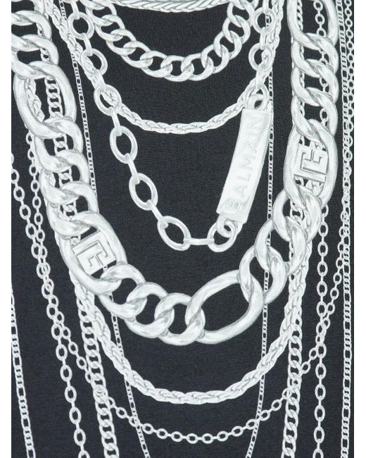 Balmain Black Printed T-Shirt for men