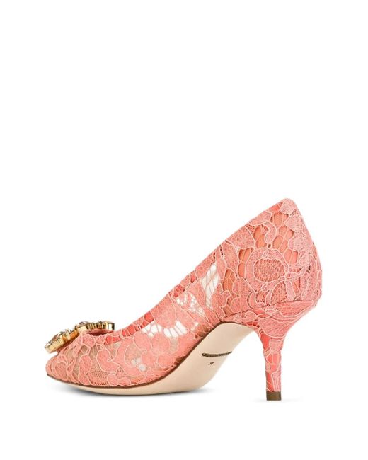 Dolce & Gabbana Pink Bellucci Lace Heeled Pumps