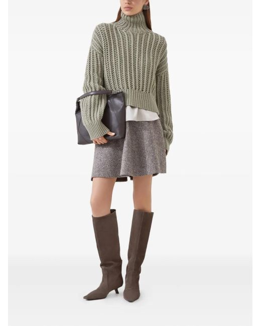 Brunello Cucinelli Green Turtleneck Cashmere Sweater
