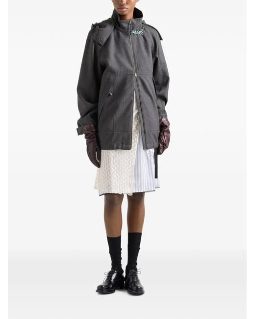Prada Gray Mélange Hopsack Wool Jacket