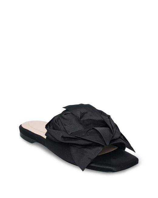 Simone Rocha Black Pressed Rosette Sandals