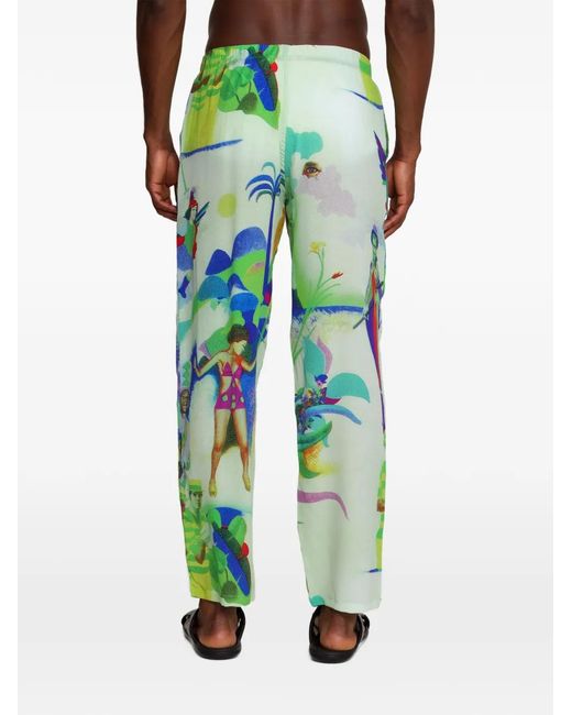 Amir Slama Green Printed-Patterned Trousers for men