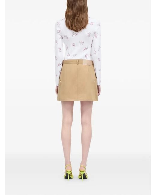 MSGM Natural Button-Details Wrap A-Line Skirt