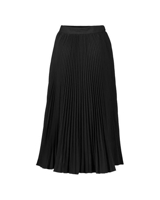 Michael Kors Black Pleated Slit Midi Skirt