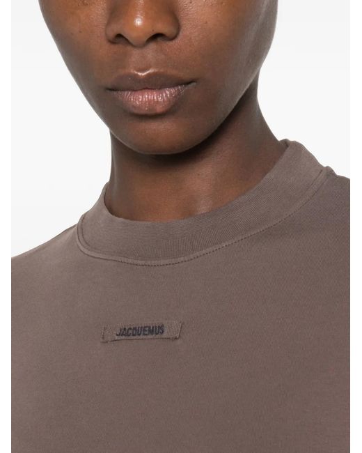 Jacquemus Brown Logo-Patch Long-Sleeves T-Shirt