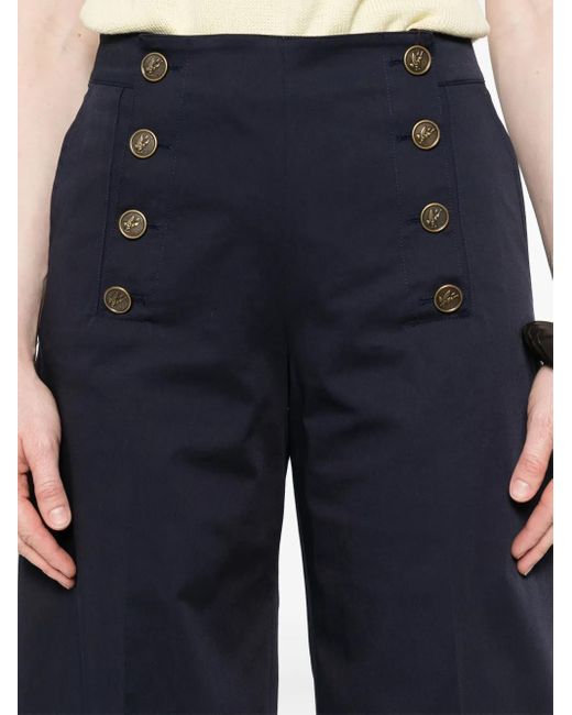 Etro Blue Pegaso-Buttons Trousers