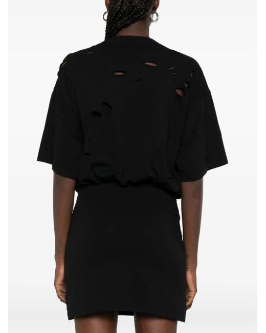 Vestido corto con efecto envejecido Area de color Black