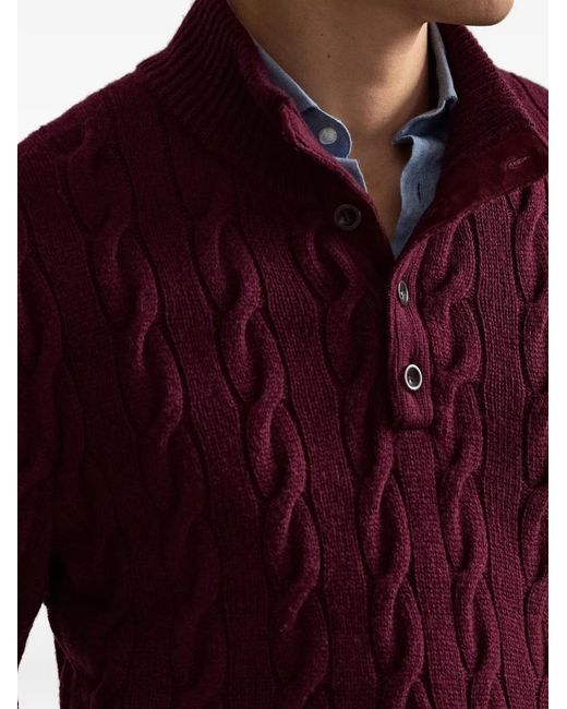 Ralph Lauren Red Cable-Knit Long-Sleeve Sweater for men