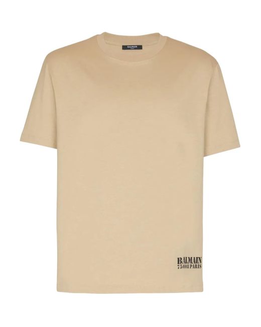 メンズ Balmain ロゴ Tシャツ Natural