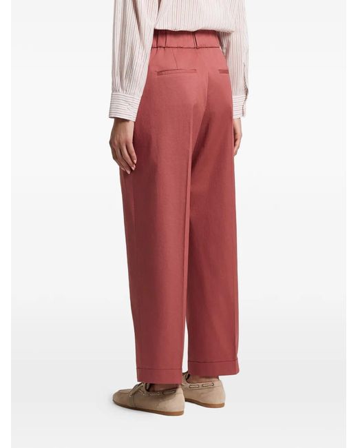 Peserico Red Pleated Trousers