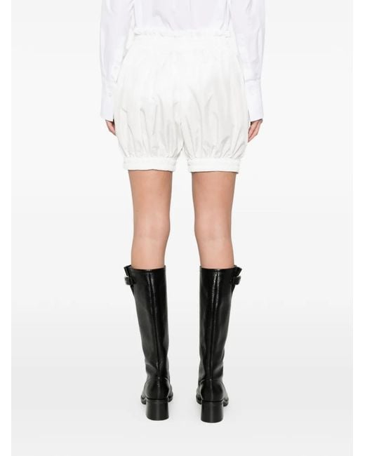 Norma Kamali White Peasant Puff Shorts