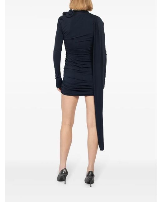 Abito Corto Drappeggiato Con Applicazione A Fiori di Magda Butrym in Blue