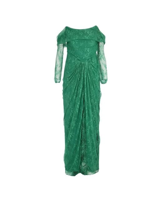 Rhea Costa Ines Lace Off-Shoulder Maxi Dress in Green | Lyst