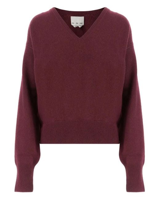 Jersey con cuello en V Sa Su Phi de color Red