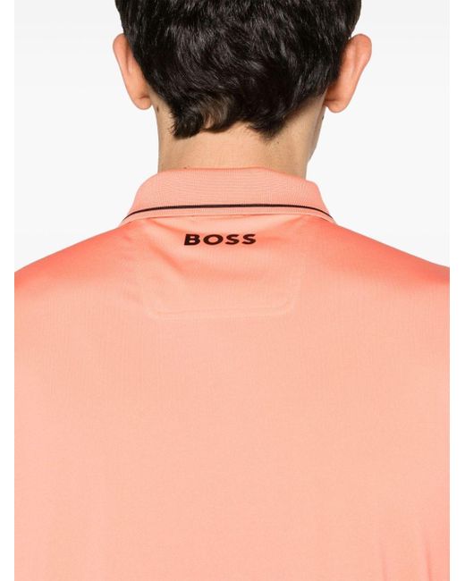 Polo à logo imprimé Boss pour homme en coloris Orange