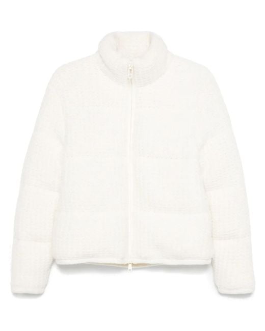 Moncler White Knitted Puffer Jacket