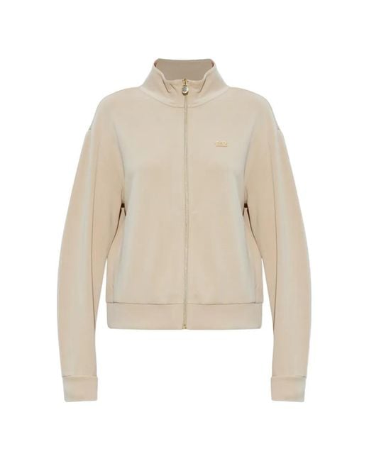 EA7 White Zip-Up Logo-Detail Sweatshirt