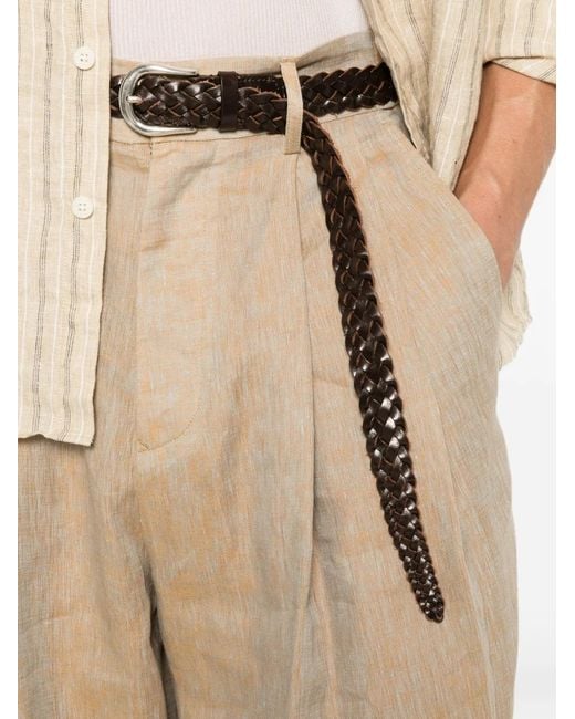 Giorgio Armani White Pleated Wide-Leg Trousers for men