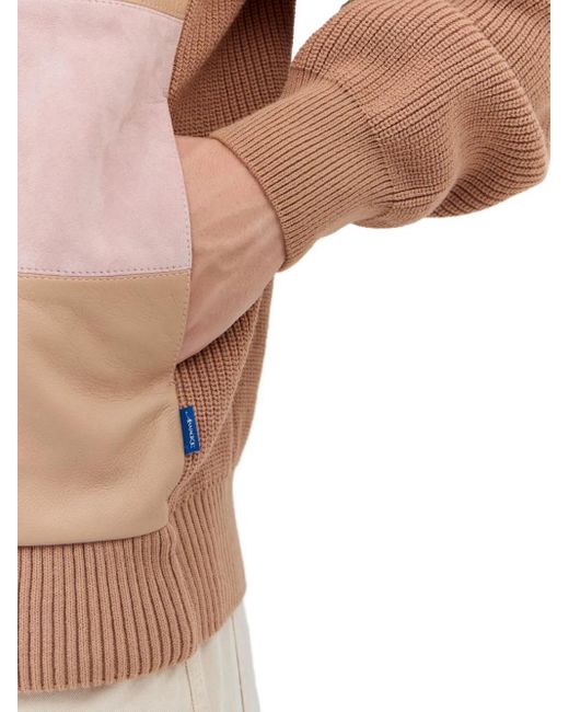 AWAKE NY Natural Knitted-Panel Suede Jacket for men