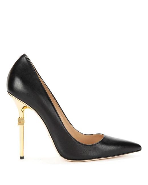 Elisabetta Franchi Black 110Mm Branded-Heel Pumps