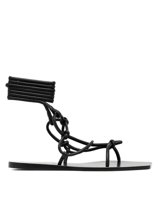 Rick Owens Black Penta Knotted Leather Sandals