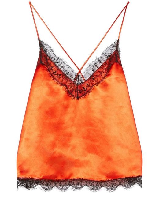 Emilio Pucci Orange Lace-Embroidered Camisole Top