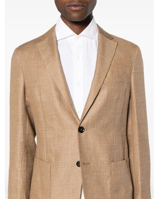 メンズ Zegna リネン シングルジャケット Natural