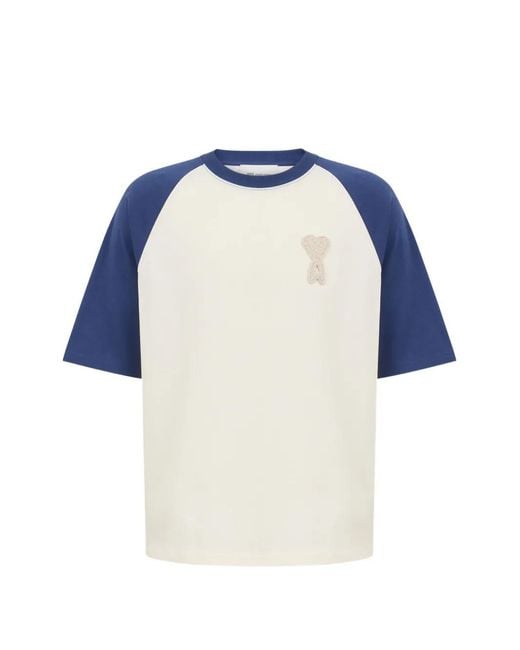 AMI Blue Logo-Patch T-Shirt