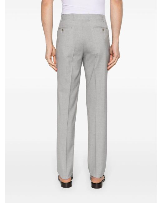 Canali Gray Tapered-leg Wool Tailored Trousers for men