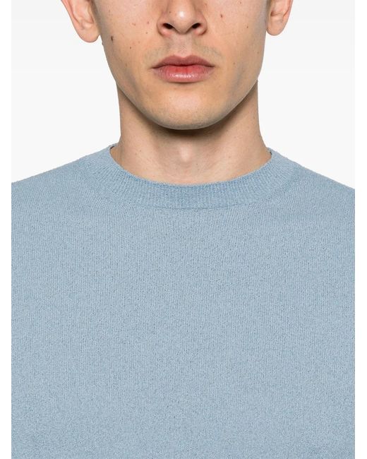 Drumohr Blue Bouclé-Knit Sweater for men