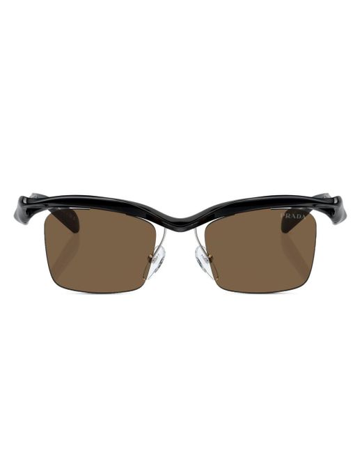 Prada Brown Pr A15S Square-Frame Sunglasses