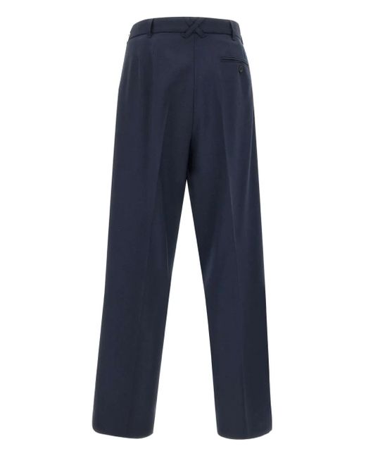 KENZO Blue Pleated Tailored Trousers for men