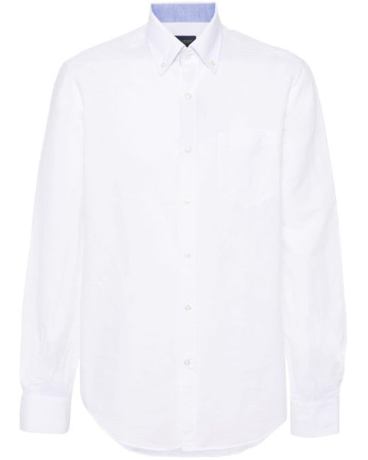 Paul & Shark White Button-down Slub-texture Shirt for men