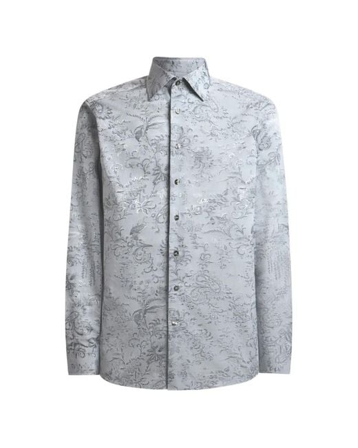 Etro Gray Jacquard Floral Paisley Shirt for men
