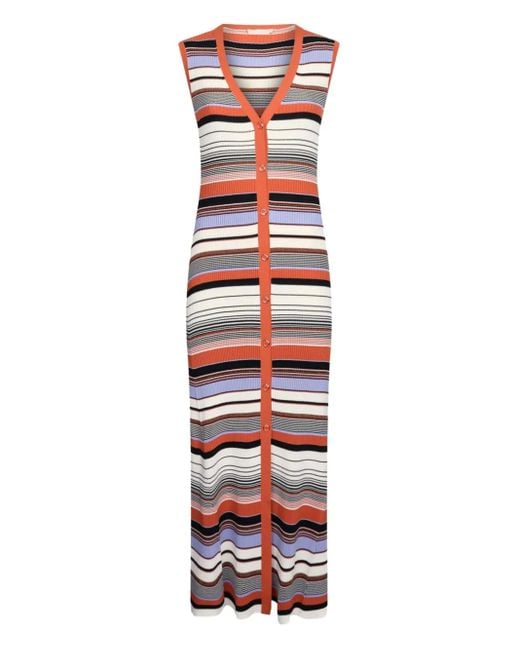 Liu Jo White Stripes Midi Dress