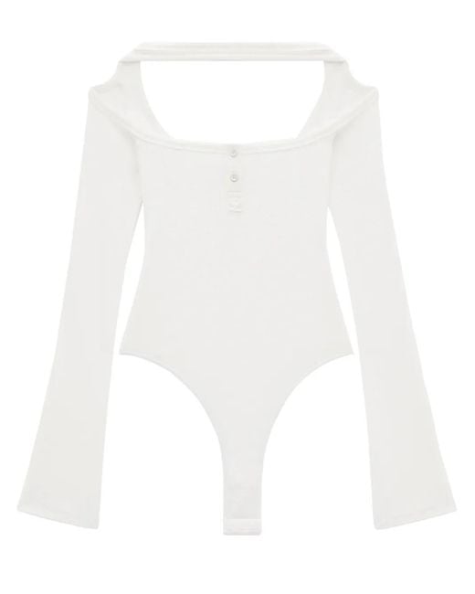 Courreges White Cut-Out Ribbed Bodysuit