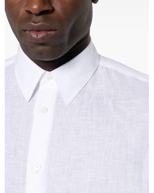 Paul Smith White Poplin Linen Shirt for men