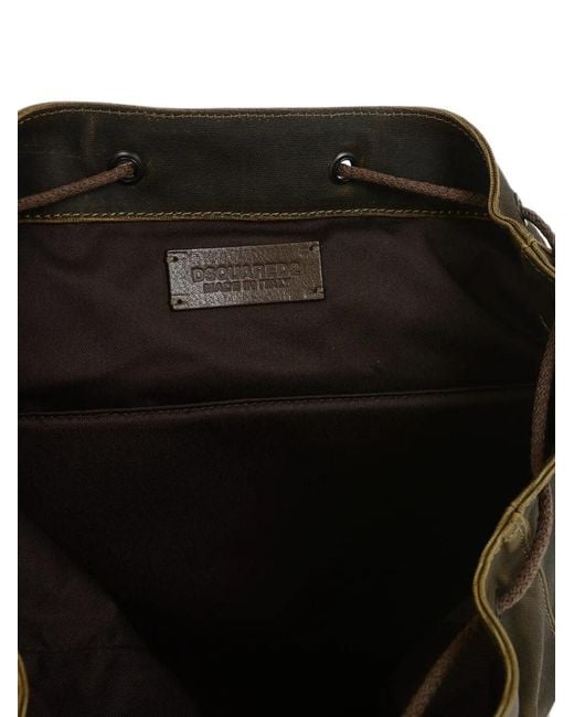 DSquared² Green Flag-Patch Side-Pocket Backpack for men