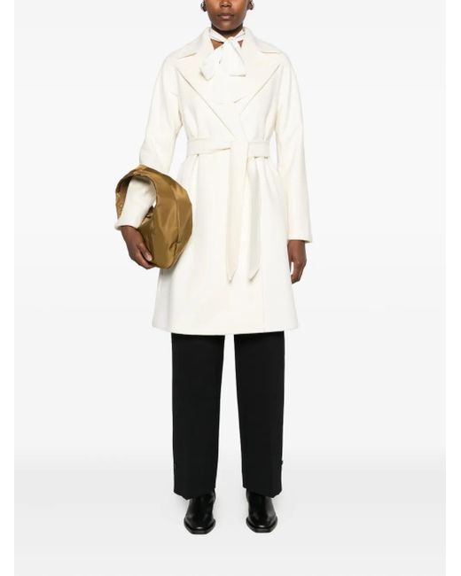 Max Mara White Belted Wrap Coat