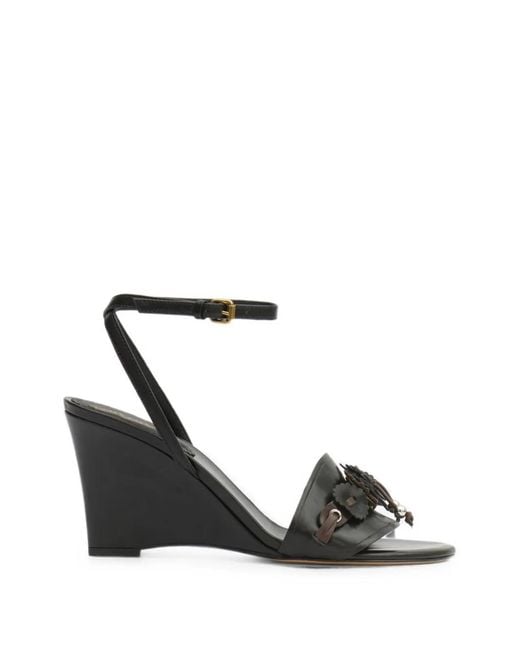 Isabel Marant White Anerya Floral-Appliqué Wedge Sandals