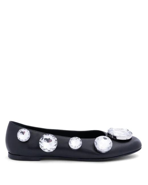Area Blue Crystal-Embellished Ballerina Shoes