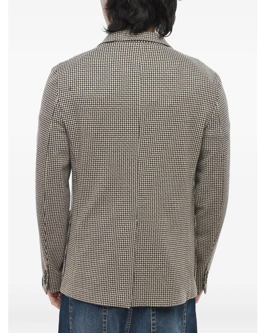 Paolo Pecora Gray Houndstooth Single-Breasted Blazer for men