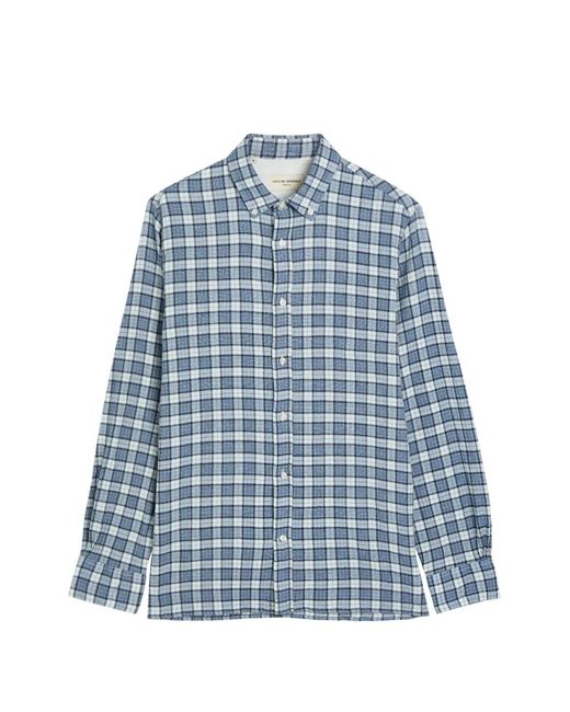 Officine Generale Blue Arsene Check-Pattern Button-Down Shirt for men