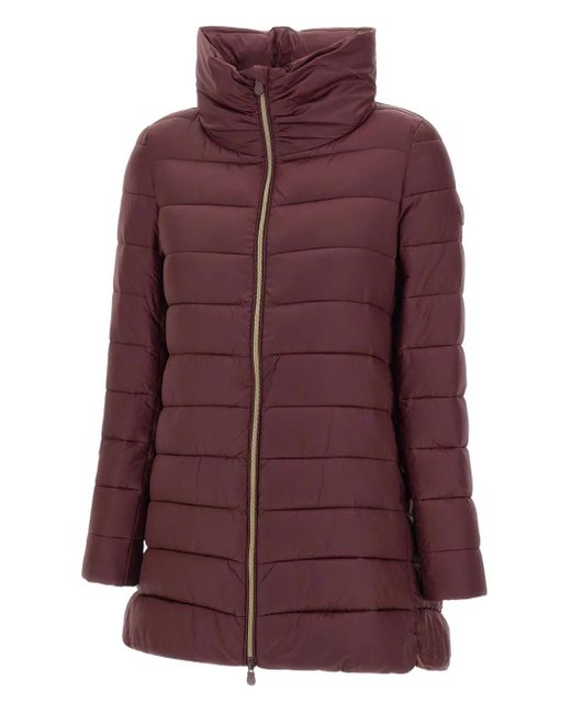 Save The Duck Purple High-Collar Quilted Coat